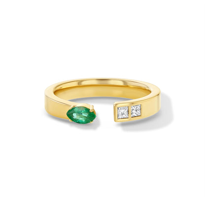 Marquise Emerald and Diamond Ring