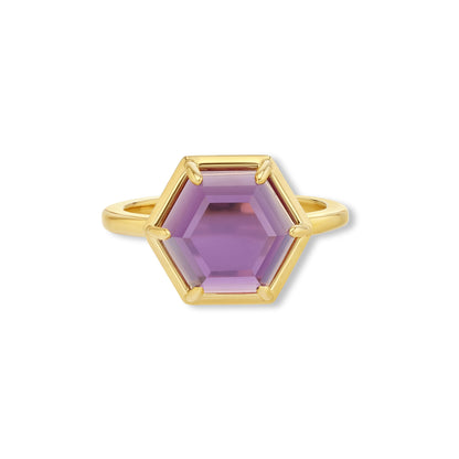 Amethyst Hexagon Ring