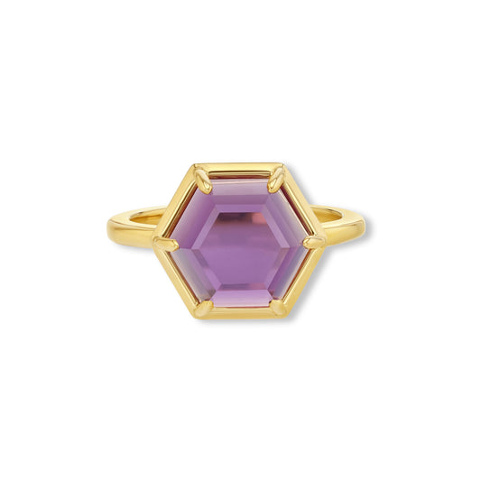 Amethyst Hexagon Ring