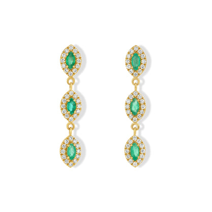 Emerald and Diamond Marquise Drop Earrings