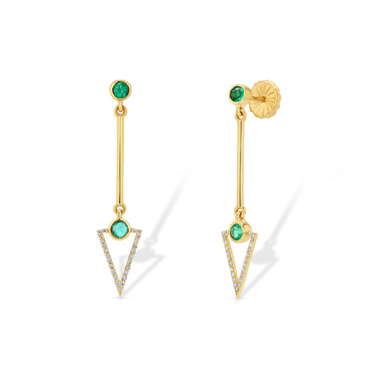 Emerald and Diamond Arrow Earrings