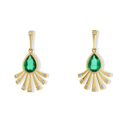 Emerald and Diamond Fan Earrings