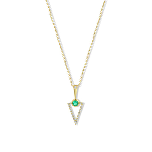 Emerald and Diamond Arrow Necklace