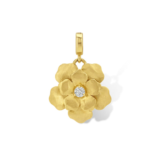 Peony Gold and Diamond Pendant
