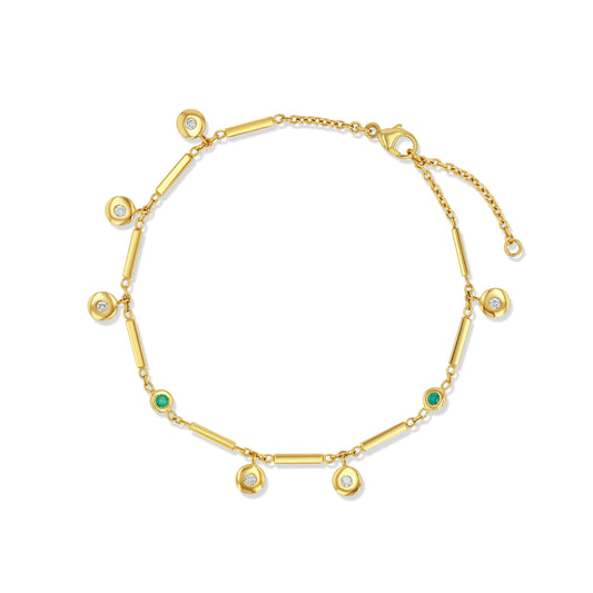Diamond and Emerald Disc Bracelet