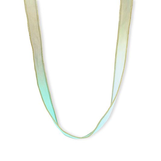 Ombre Aqua-Green Hand Dyed Silk Ribbon Necklace