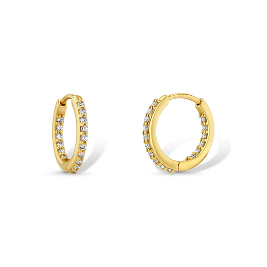 Inside Outside Diamond Huggie Hoops