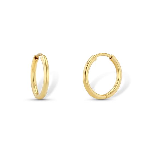 14k Yellow Gold Hinged Huggie Hoops
