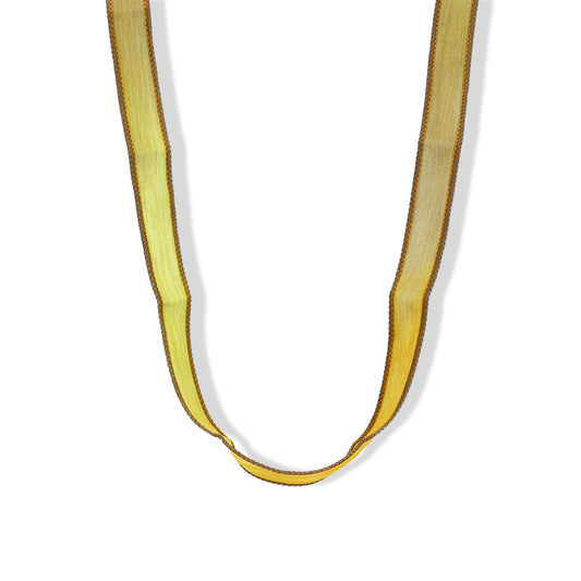 Ombre Caramel-Green, Hand-Dyed Silk Ribbon Necklace