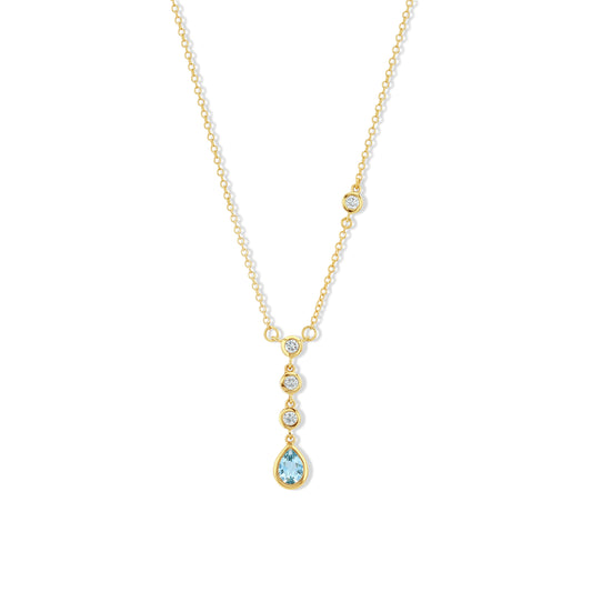 Aquamarine and Diamond Drop Necklace