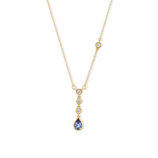 Tanzanite and Diamond Drop Necklace