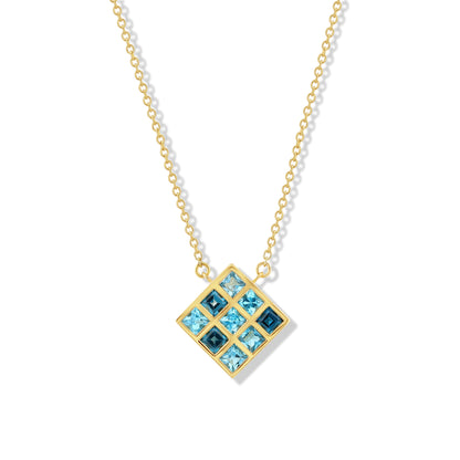 Blue Topaz Squares Necklace