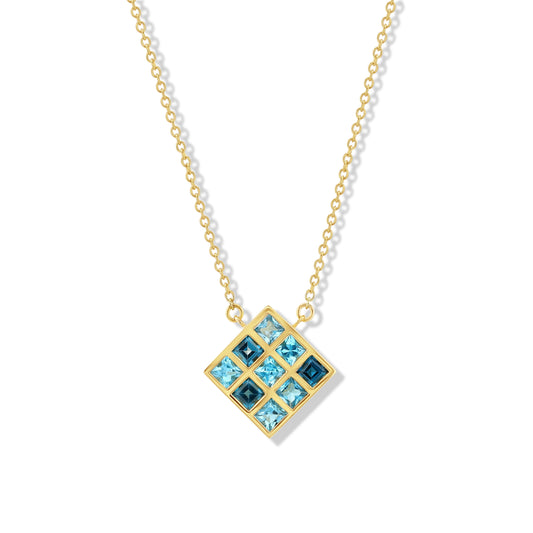 Blue Topaz Squares Necklace