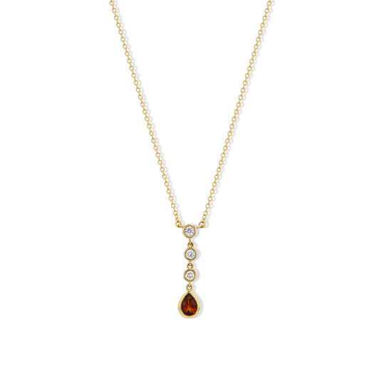 Madeira Citrine and Diamond Drop Necklace