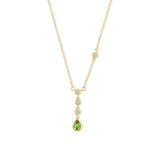 Peridot and Diamond Drop Necklace