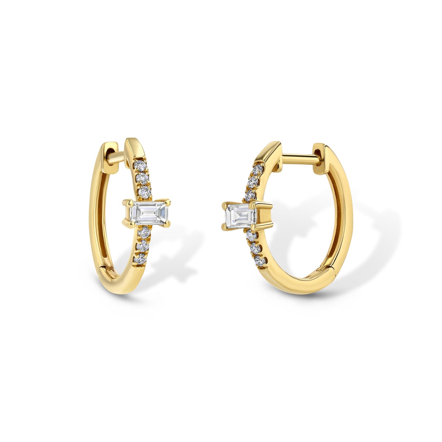 Diamond Baguette Huggie Earrings