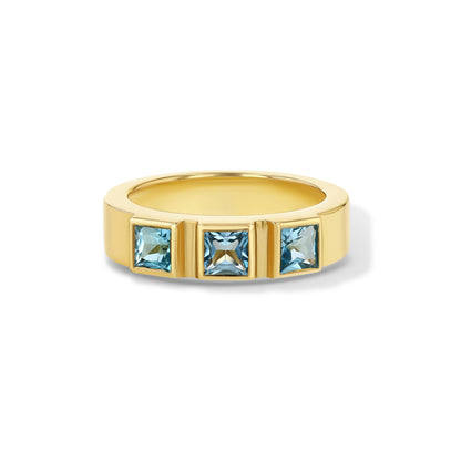 Blue Topaz 3-Stone Ring