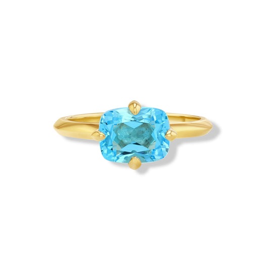 Swiss Blue Topaz Elongated Cushion-Cut Ring