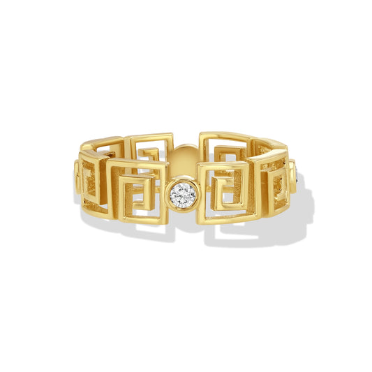 14k Gold Diamond S-Chain Ring
