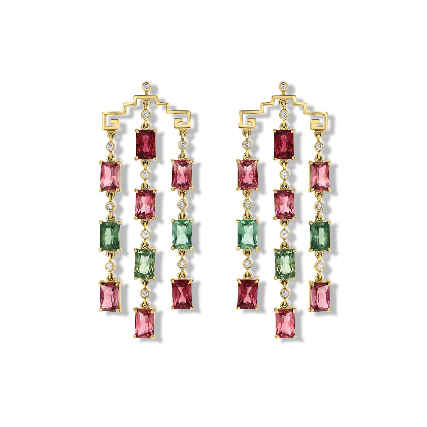 Greek Key Tourmaline Earrings