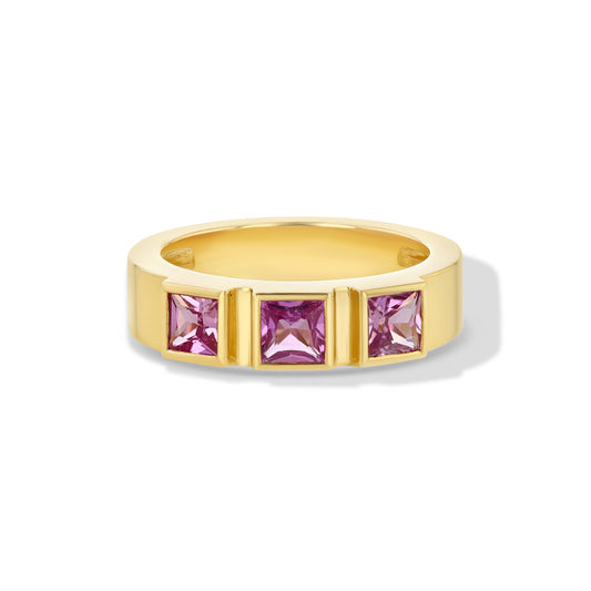 Pink Sapphire 3-Stone Ring