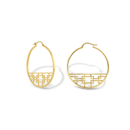 Fretwork Hoop Earrings