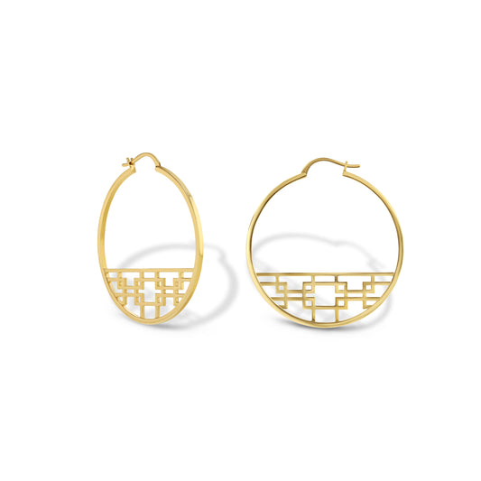 Fretwork Hoop Earrings