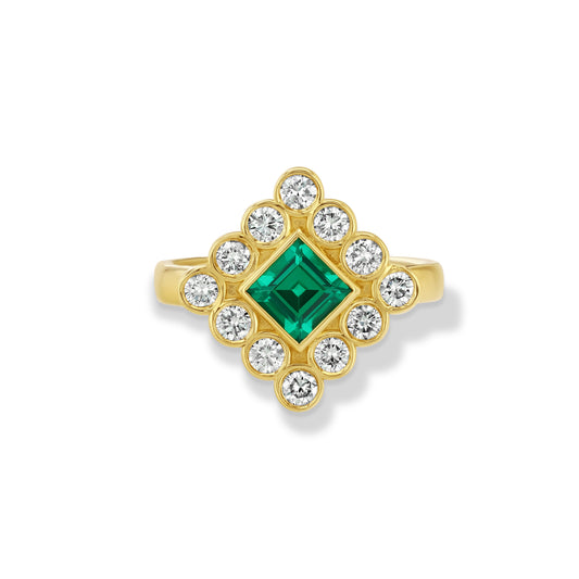 Lab Emerald and Diamond Cocktail Ring