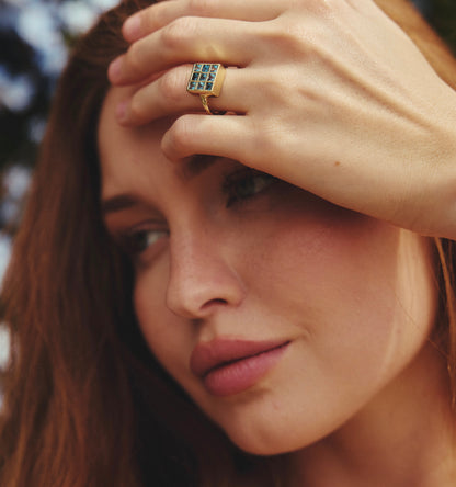 Blue Topaz Squares Ring