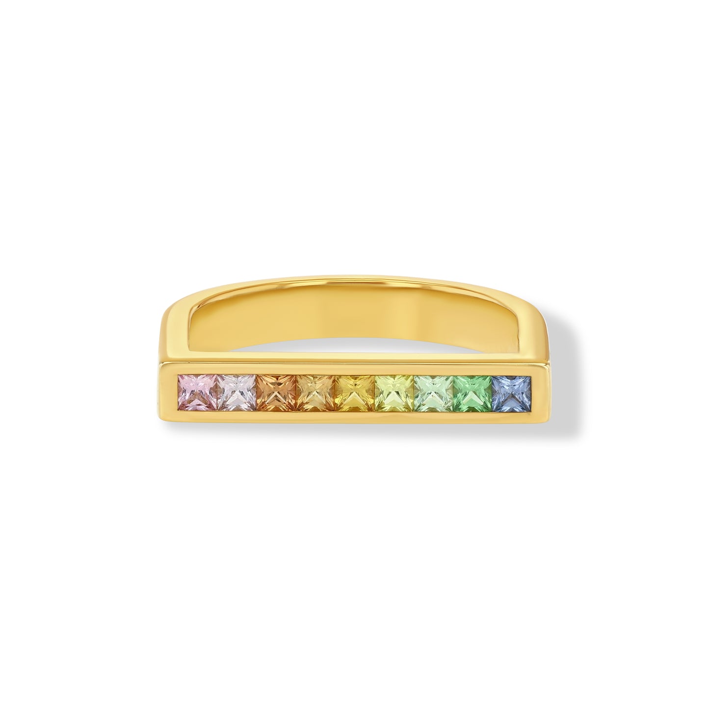 Peachy Green Sapphire U-Shaped Ring