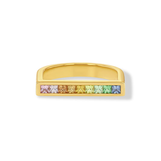 Peachy Green Sapphire U-Shaped Ring