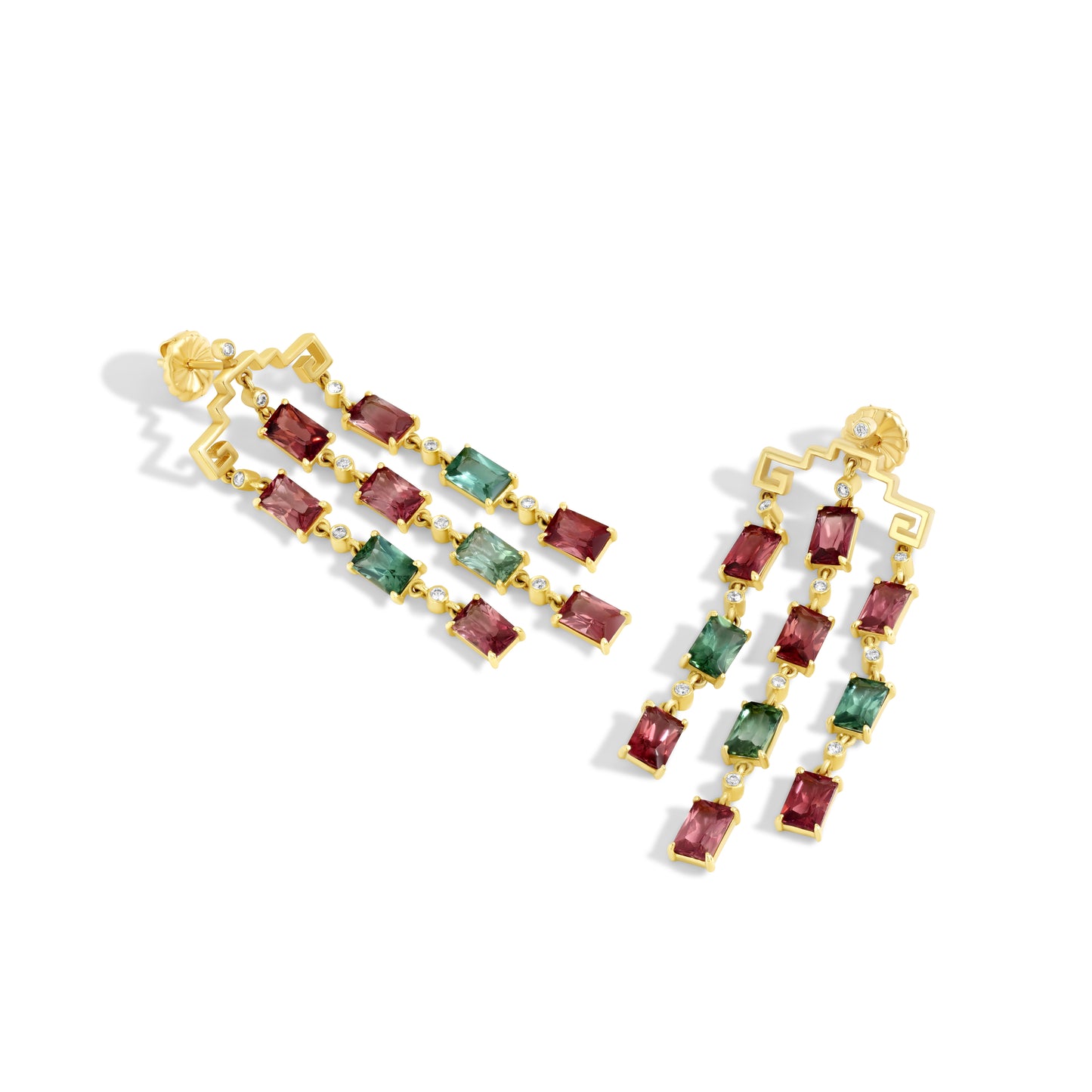 Greek Key Tourmaline Earrings