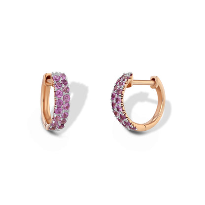 Rose Gold Pink Sapphire Huggies