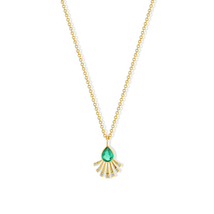 Emerald and Diamond Fan Necklace