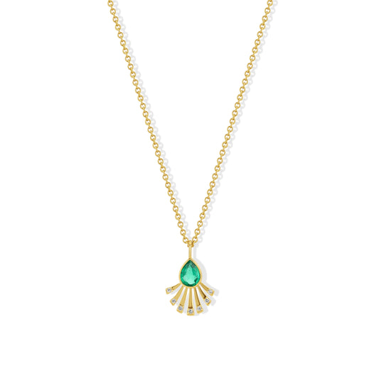 Emerald and Diamond Fan Necklace