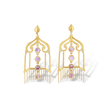 Amethyst Birdcage Earrings