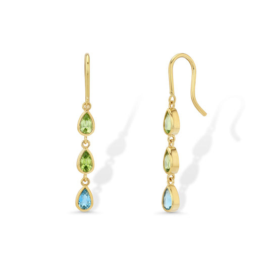 Peridot and Aquamarine Drop Earrings
