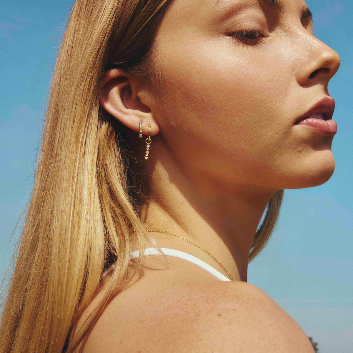14k Yellow Gold Hinged Huggie Hoops