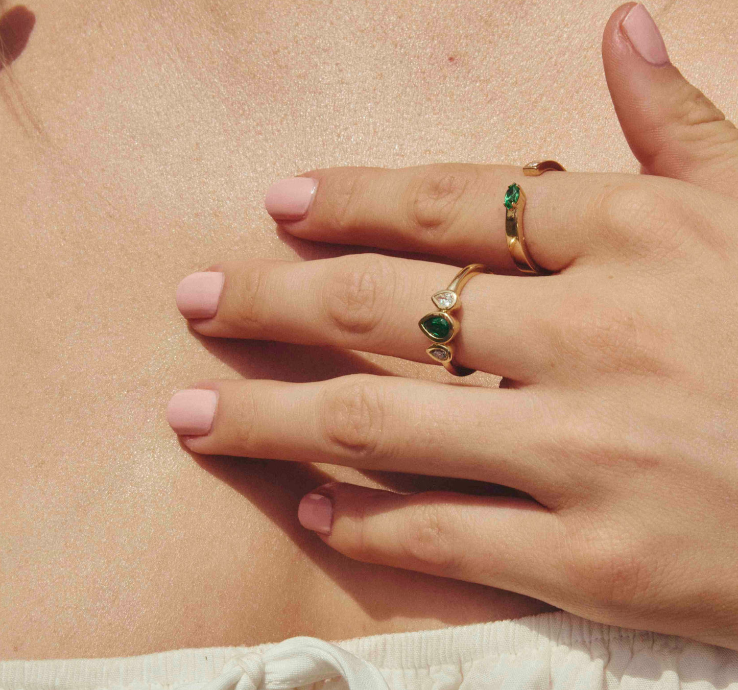 Emerald and Diamond Pear Ring