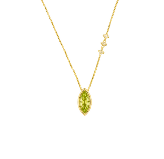 Peridot and Diamond Marquise Necklace