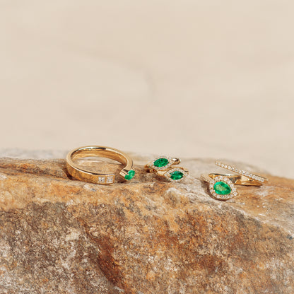 Emerald and Diamond Serpentine Ring