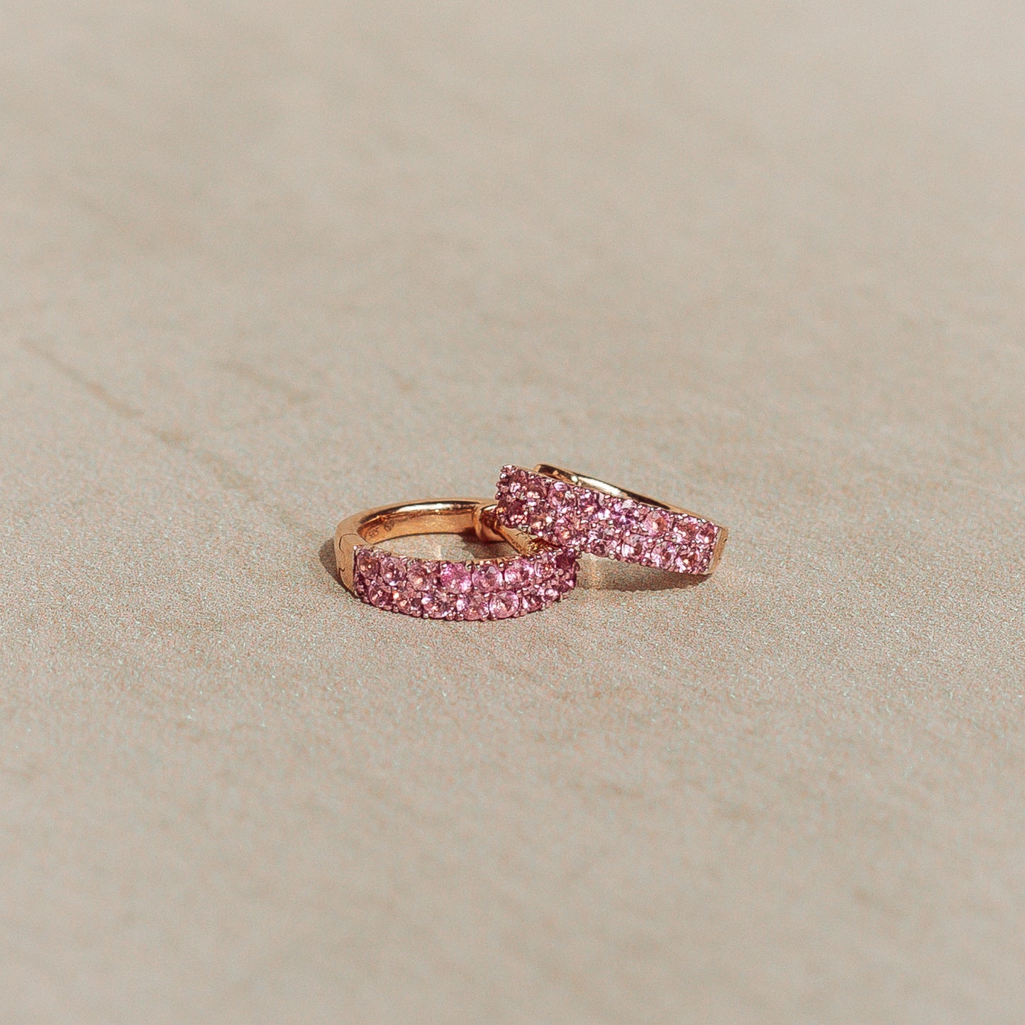 Rose Gold Pink Sapphire Huggies