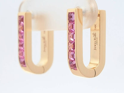 Pink Sapphire U-Shaped Earrings