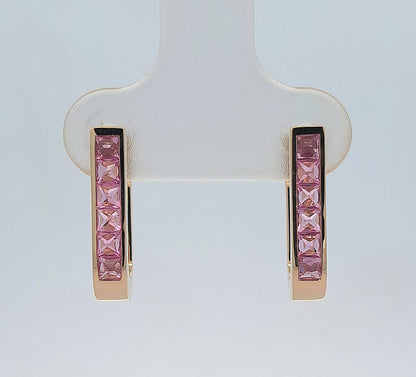 Pink Sapphire U-Shaped Earrings