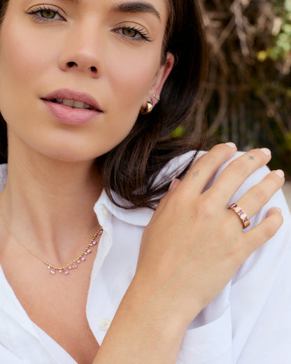 Pink Sapphire 3-Stone Ring