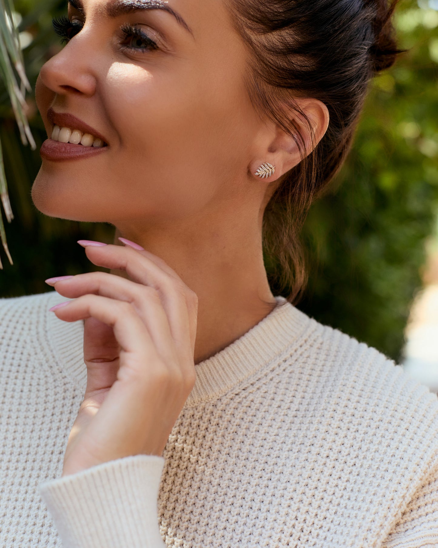 Diamond Leaf Earrings