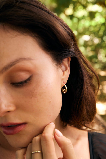 Small Fretwork Hoop Earrings