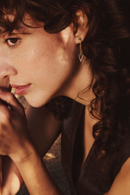 Emerald and Diamond Arrow Earrings