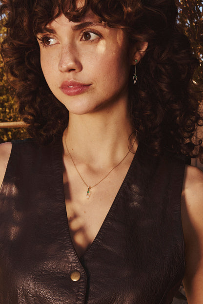 Emerald and Diamond Arrow Necklace