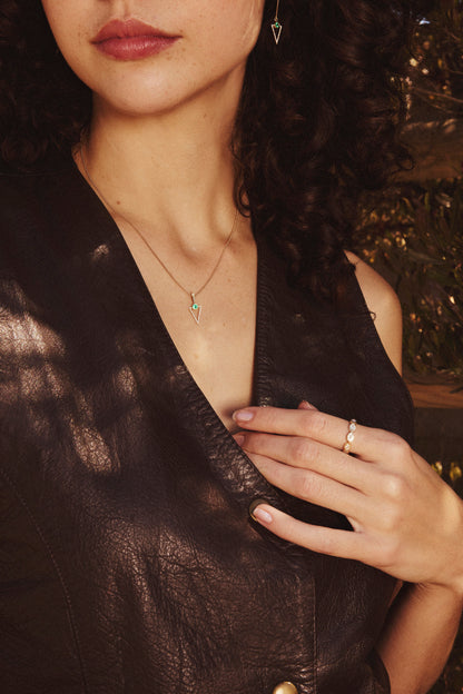 Emerald and Diamond Arrow Necklace